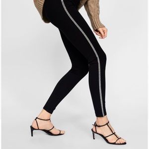 Zara Legging with Silver Crystal Side Taping